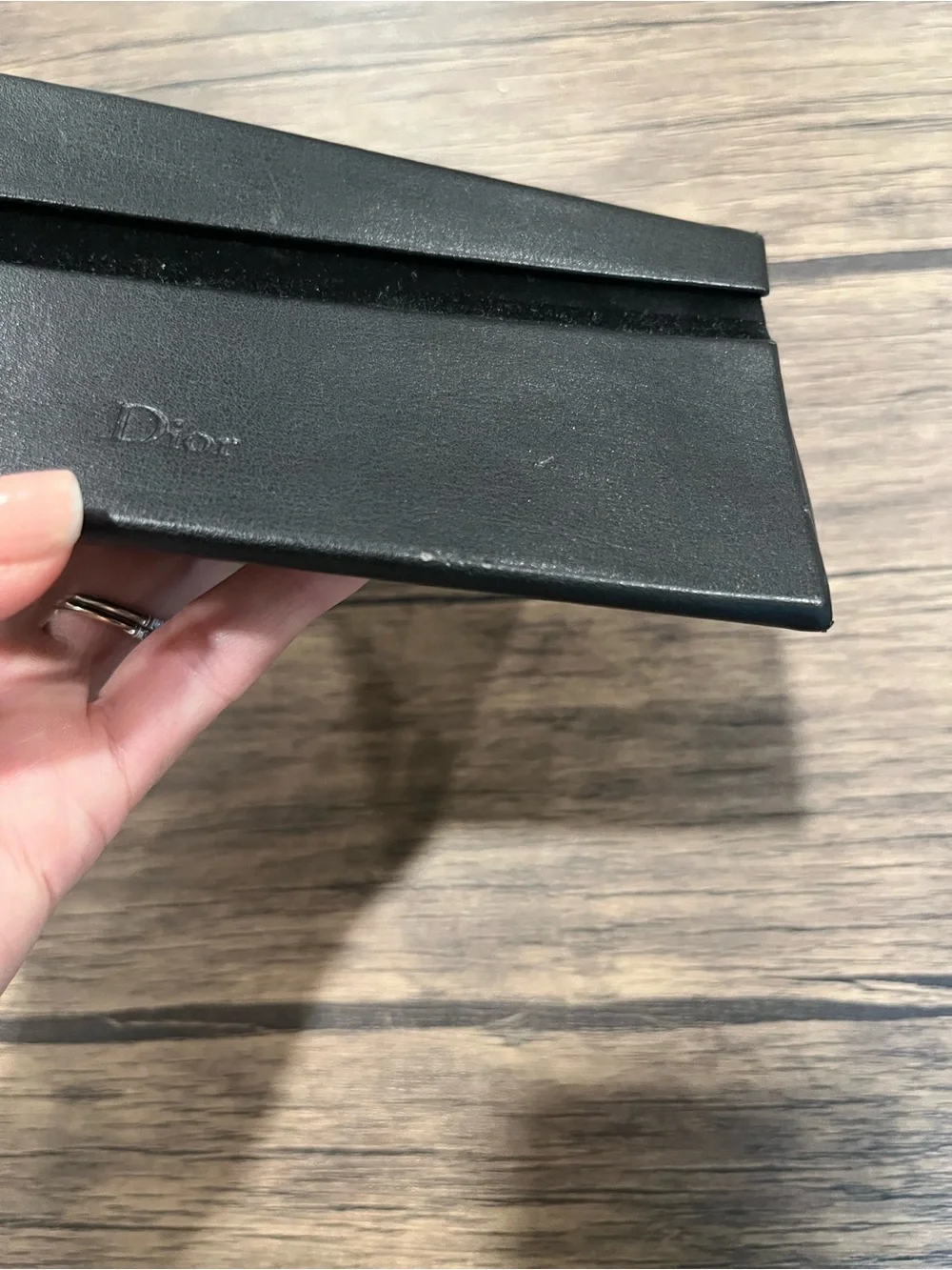 DIOR GLASSES CASE/Authentic Black Magnetic Closure Cleaning Cloth Logo
